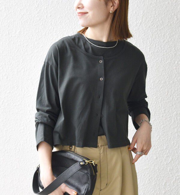 SHIPS any「SHIPS any:〈洗濯機可能〉レイヤード ノースリ TEE &times; カーディガン セット」|Tシャツ・カットソー|