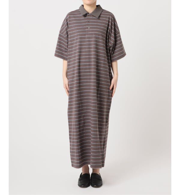 OUTDOOR PRODUCTS Usual Things「ボーダーポロシャツワイドワンピース」|ワンピース|