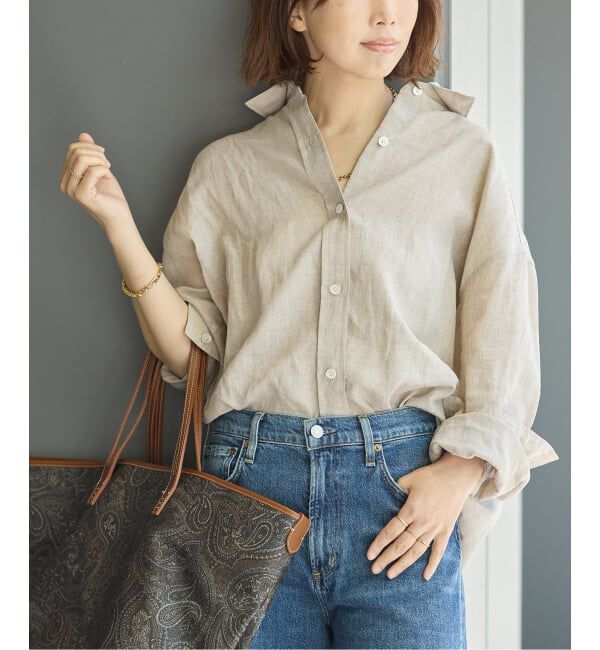 journal standard L'essage「ヨーロピアンフラックス2WAYシャツ」|シャツ・ブラウス|ベージュ