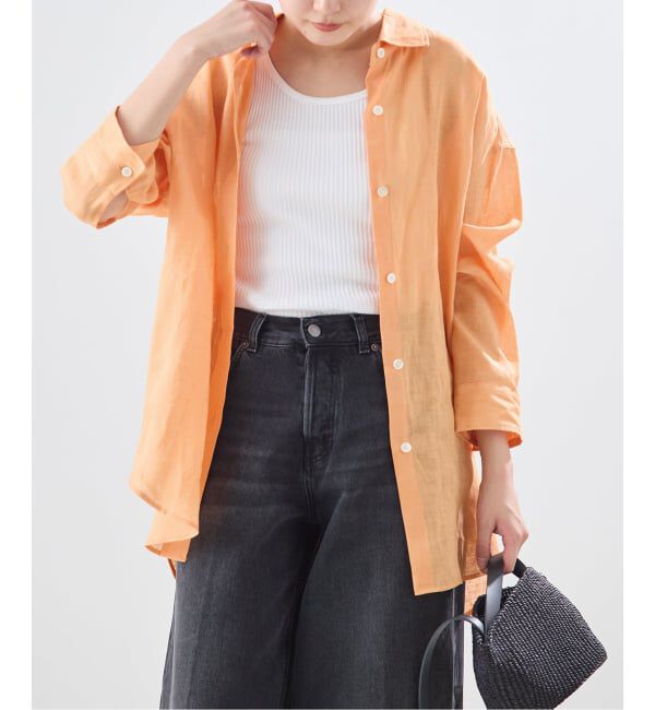 journal standard L'essage「ヨーロピアンフラックス2WAYシャツ」|シャツ・ブラウス|オレンジ