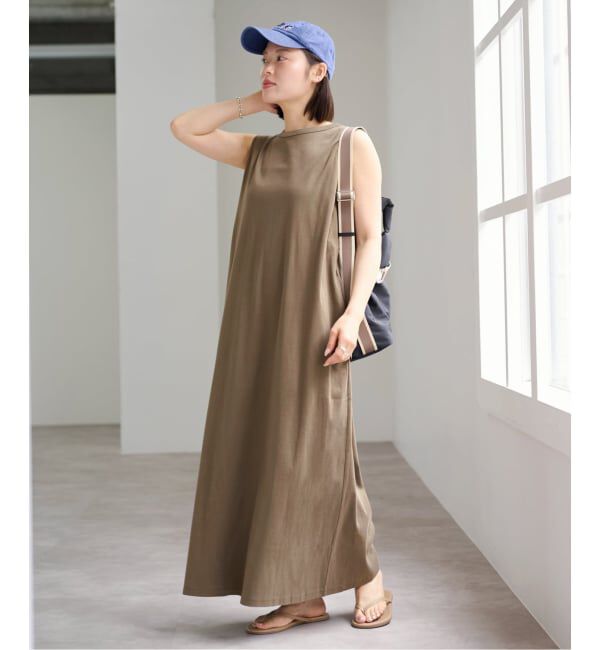 U by SPICK&SPAN「ショルダータックロングワンピース」|ワンピース|カーキ