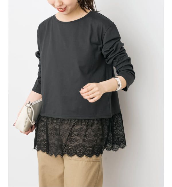 Spick and Span「《追加予約》レースドッキングレイヤードプルオーバー」|Tシャツ・カットソー|ブラック B