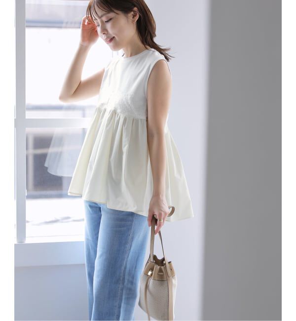  「【洗える】レースドッキングチュニック」|Tシャツ・カットソー|