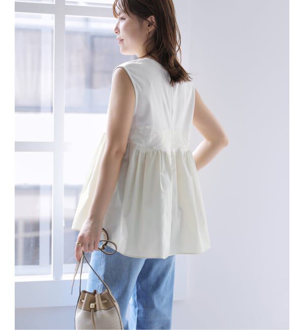  「【洗える】レースドッキングチュニック」|Tシャツ・カットソー|
