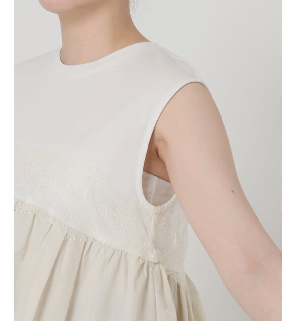  「【洗える】レースドッキングチュニック」|Tシャツ・カットソー|