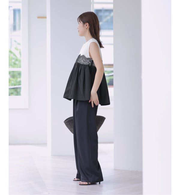  「【洗える】レースドッキングチュニック」|Tシャツ・カットソー|