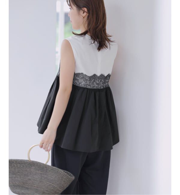  「【洗える】レースドッキングチュニック」|Tシャツ・カットソー|