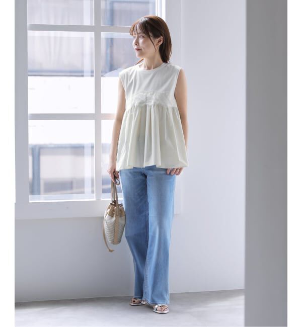 「【洗える】レースドッキングチュニック」|Tシャツ・カットソー|