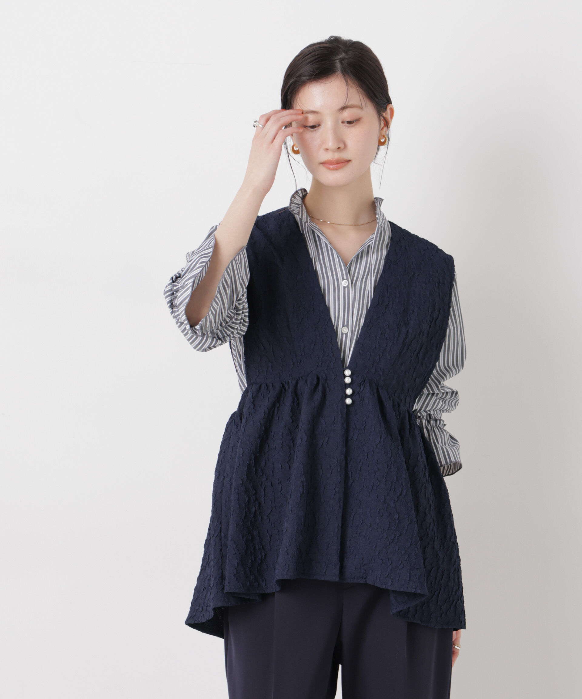NANO universe「troisieme chaco/別注 PUFFY JACQUARD ジレ」|テーラードジャケット|