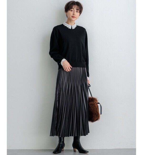 23区「【洗える】レザーライクプリーツ スカート」|スカート|