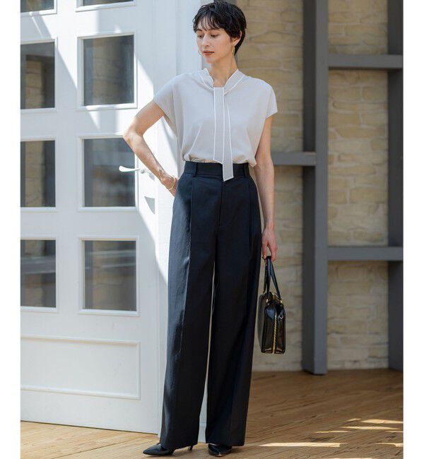 23区「【洗える】レーヨンポリエステルストレッチ ボウタイ ニット」|ニット・セーター|