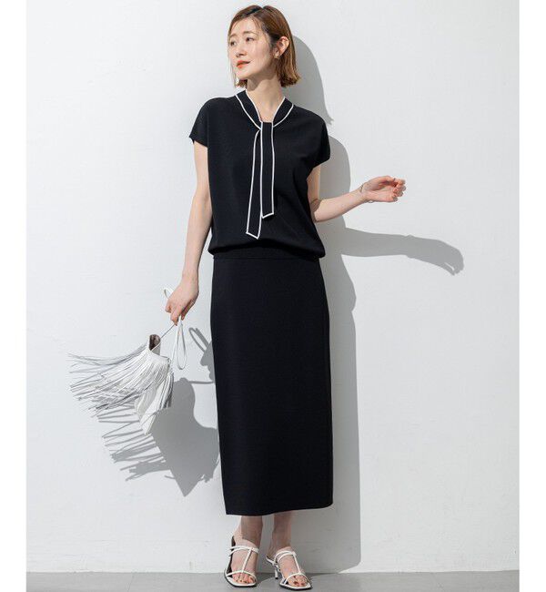 23区「【洗える】レーヨンポリエステルストレッチ ボウタイ ニット」|ニット・セーター|