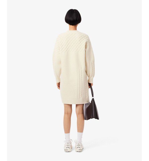 LACOSTE「パッチワークエフェクトウールニットドレスセーター」|ワンピース|
