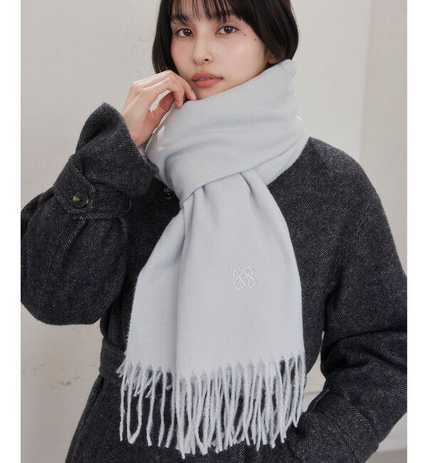 VIS「なめらかタッチ刺繍入りストール」|ストール|ライトグレー(08)