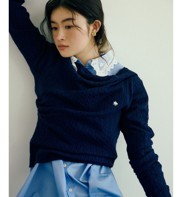 VIS「【POLO BCS】VIS別注ケーブルドレープトップス」|ニット・セーター|