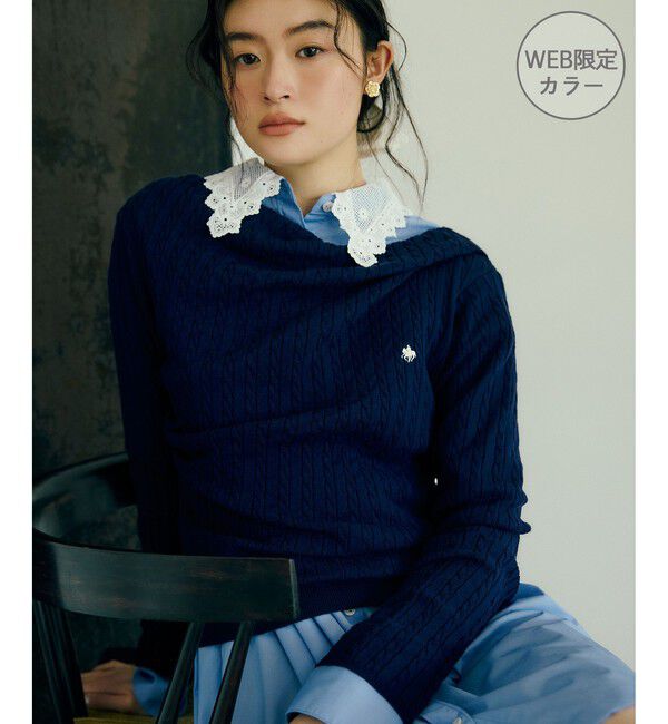 VIS「【POLO BCS】VIS別注ケーブルドレープトップス」|ニット・セーター|ネイビー(40)