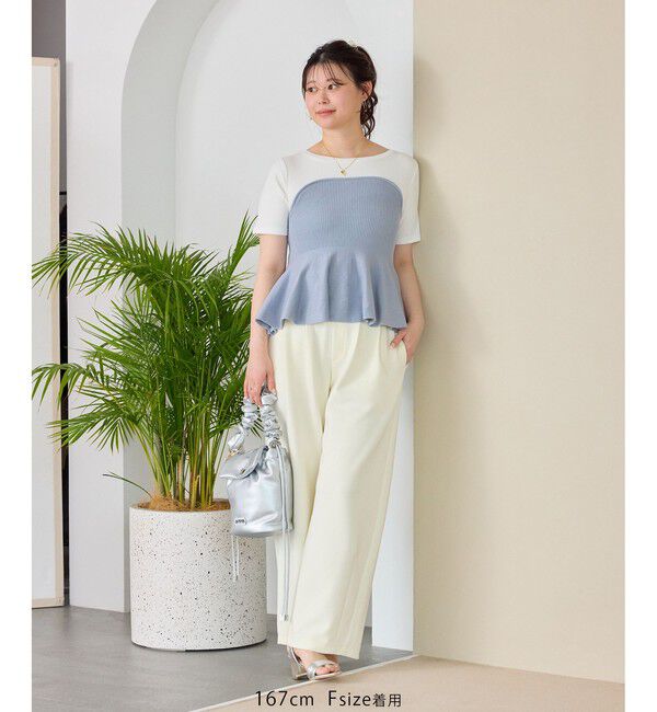 VIS「ペプラムサマーニットドッキングカットソー/イージーケア」|Tシャツ・カットソー|