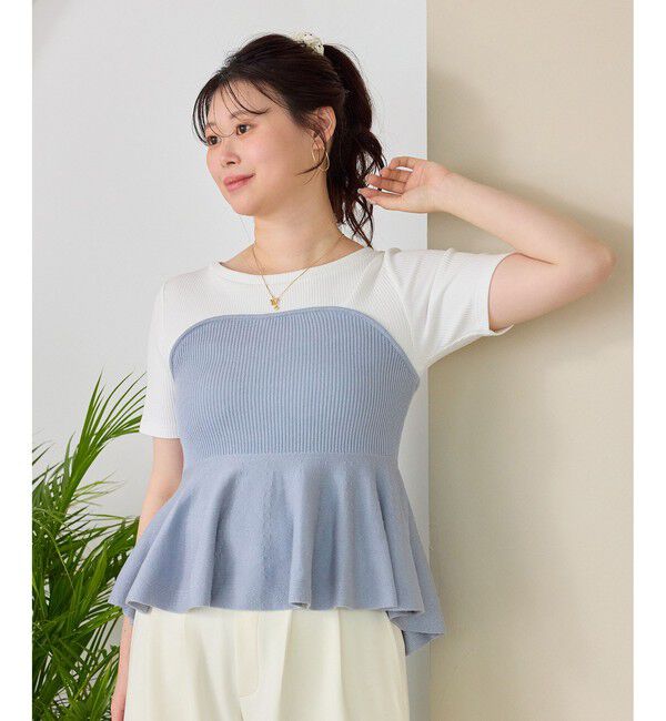 VIS「ペプラムサマーニットドッキングカットソー/イージーケア」|Tシャツ・カットソー|