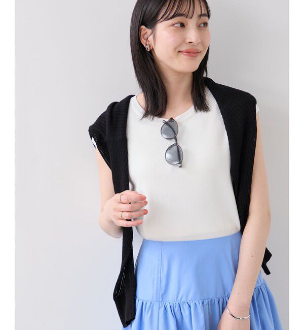 VIS「【WEB限定カラー】ICE BEAUTY 美人スリーブニットプルオーバ/UVケア・接触冷感」|ニット・セーター|