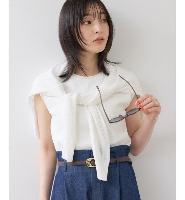 VIS「【WEB限定カラー】ICE BEAUTY 美人スリーブニットプルオーバ/UVケア・接触冷感」|ニット・セーター|