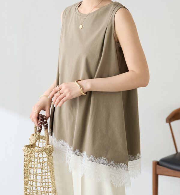  「【レイヤードアイテムにも使える】レースアシメタンクトップ」|Tシャツ・カットソー|