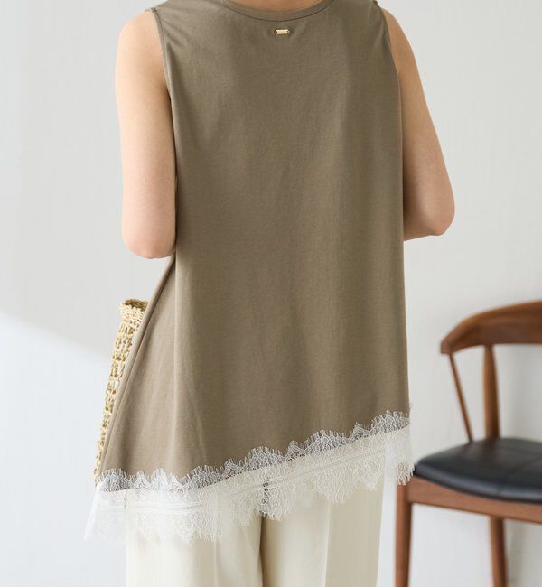  「【レイヤードアイテムにも使える】レースアシメタンクトップ」|Tシャツ・カットソー|
