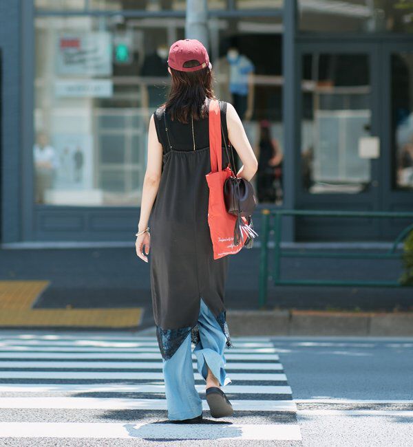  「【接触冷感/紫外線防止/防シワ/長さ調整可】レーストリムキャミワンピース」|ワンピース|