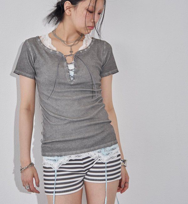  「プロセストレースアップTEE」|Tシャツ・カットソー|