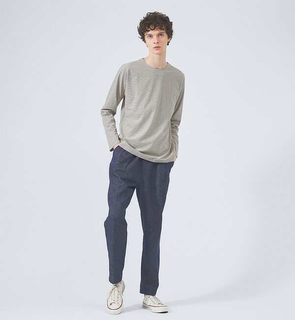 ABAHOUSE「【ノンストレス】定番 / COTTON LYCRA 圧着 クルーネック 長袖 T」|Tシャツ・カットソー|