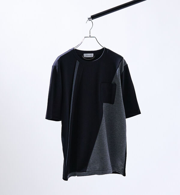 ABAHOUSE「コンビネーション ライン ポンチ 半袖Tシャツ」|Tシャツ・カットソー|