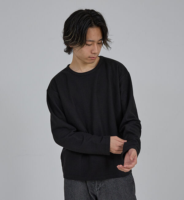 ABAHOUSE「【AH ABAHOUSE】モダン カノコ クルーネック ロングスリーブTシャツ」|Tシャツ・カットソー|ブラック