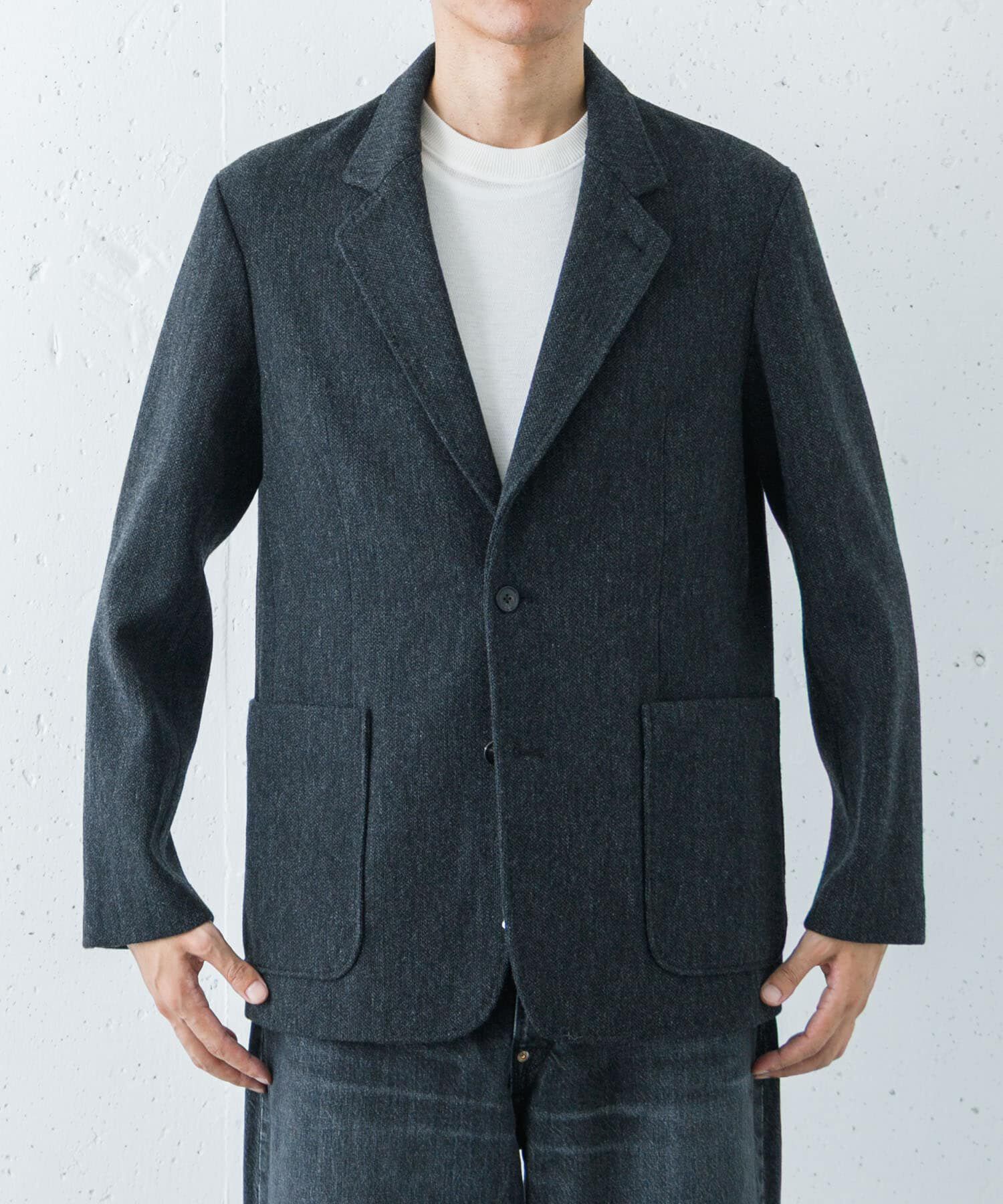 URBAN RESEARCH「new basic　VINTAGE WOOL TWEED JACKET」|ノーカラーコート|