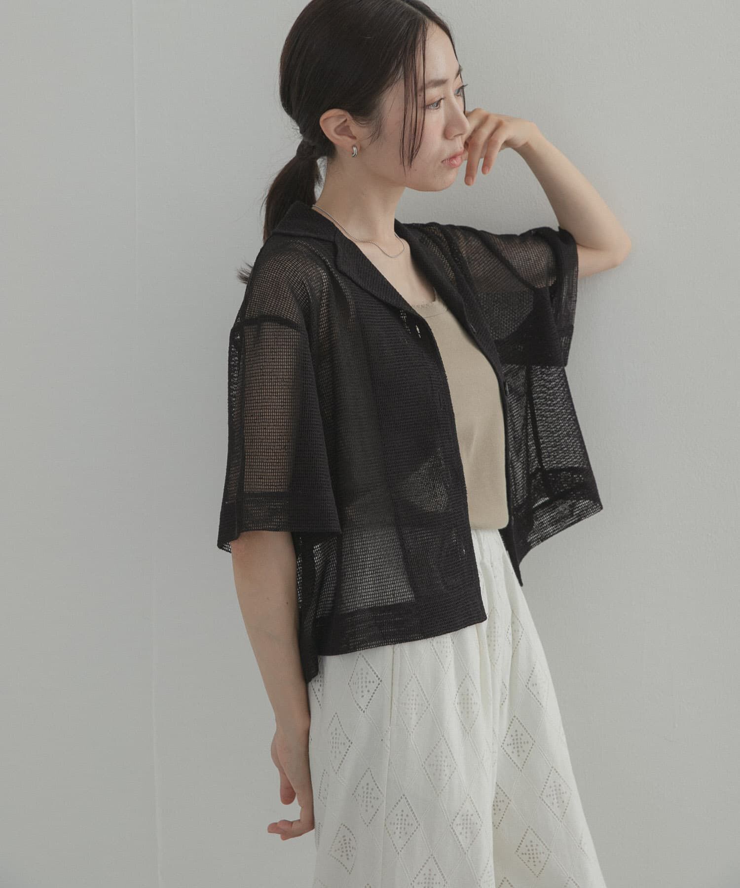 URBAN RESEARCH DOORS「オープンカラーメッシュシャツ」|シャツ・ブラウス|