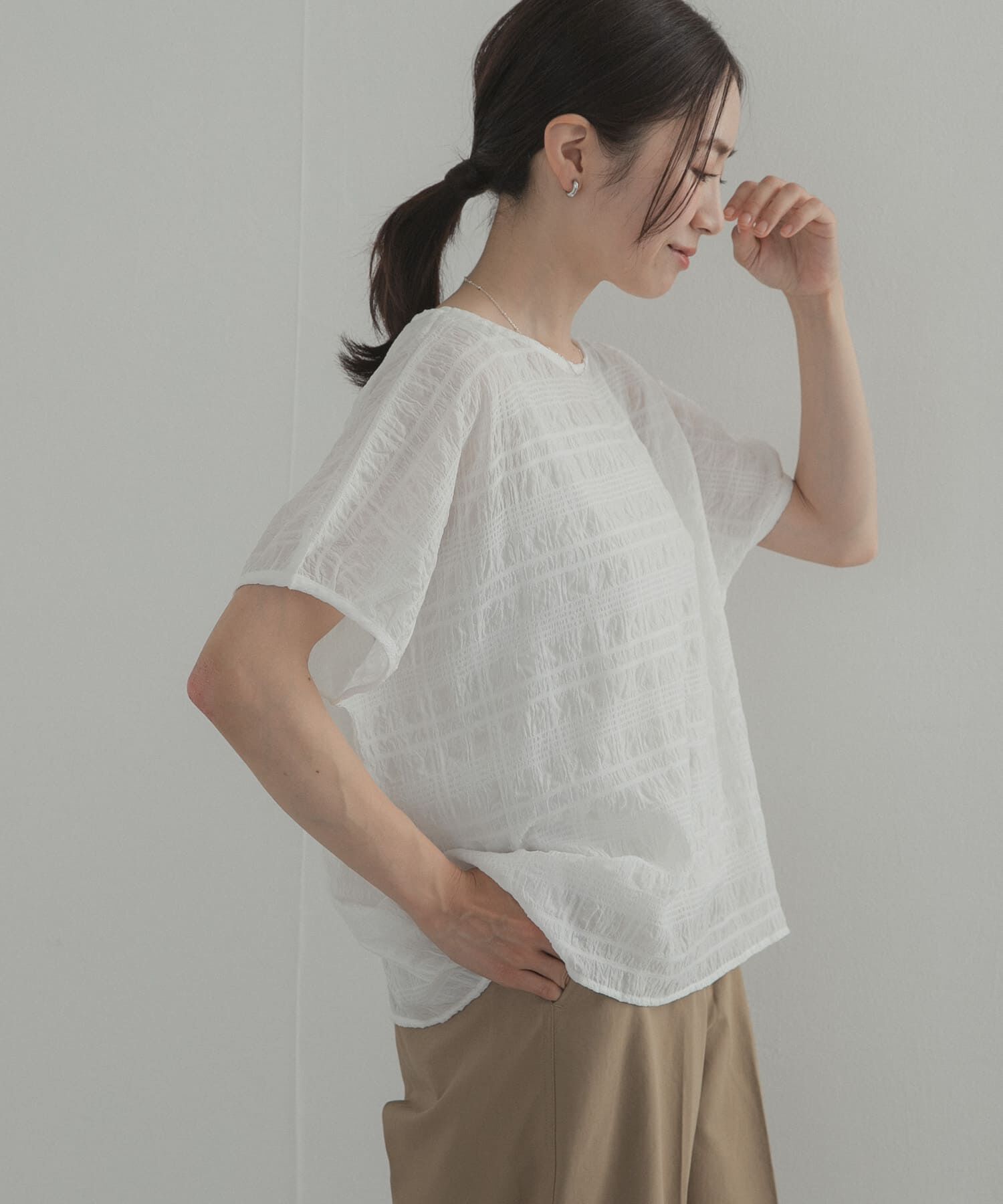 URBAN RESEARCH DOORS「シアーチェックレイヤードブラウス」|シャツ・ブラウス|