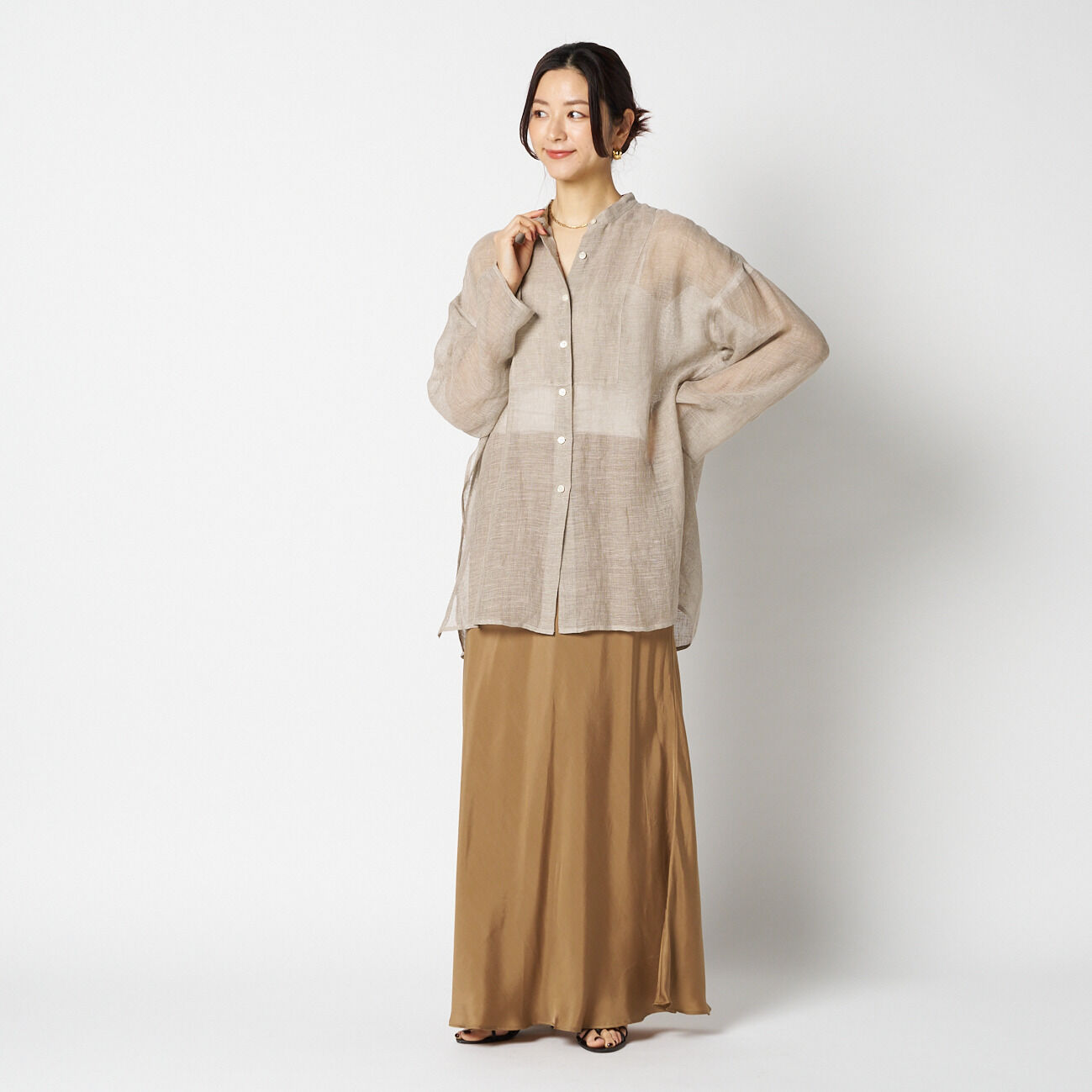 HELIOPOLE「HELIOPOLE CUPRO MAXI FLARE SKIRT」|スカート|