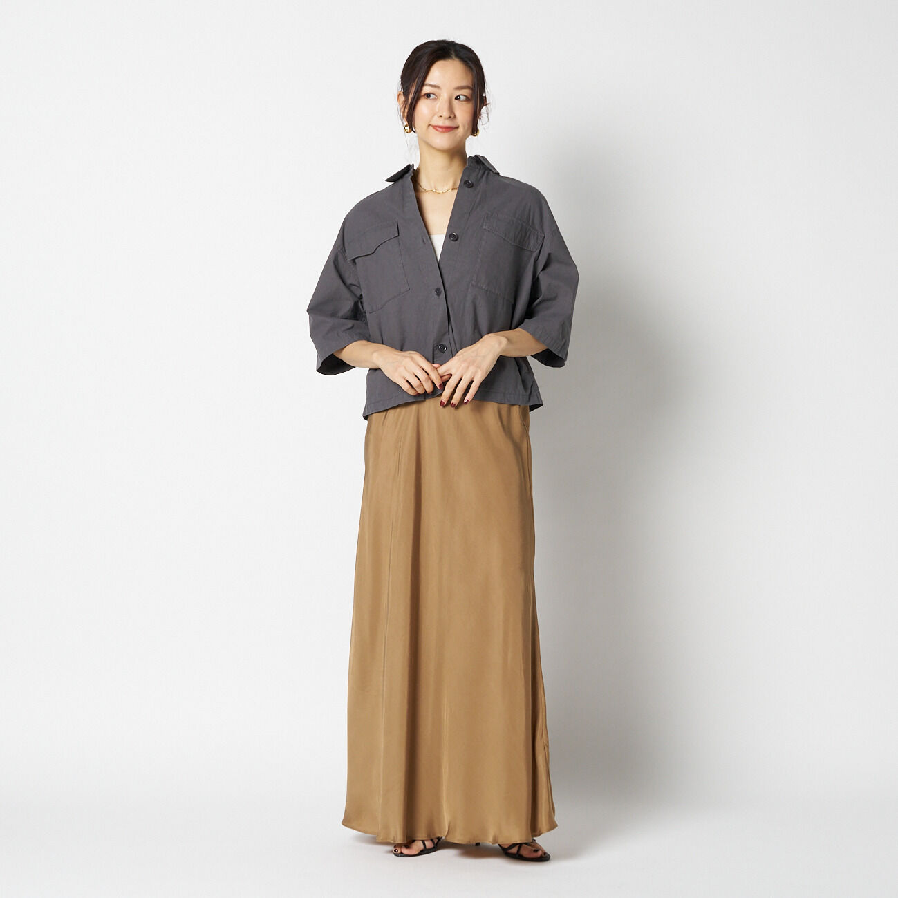 HELIOPOLE「HELIOPOLE CUPRO MAXI FLARE SKIRT」|スカート|