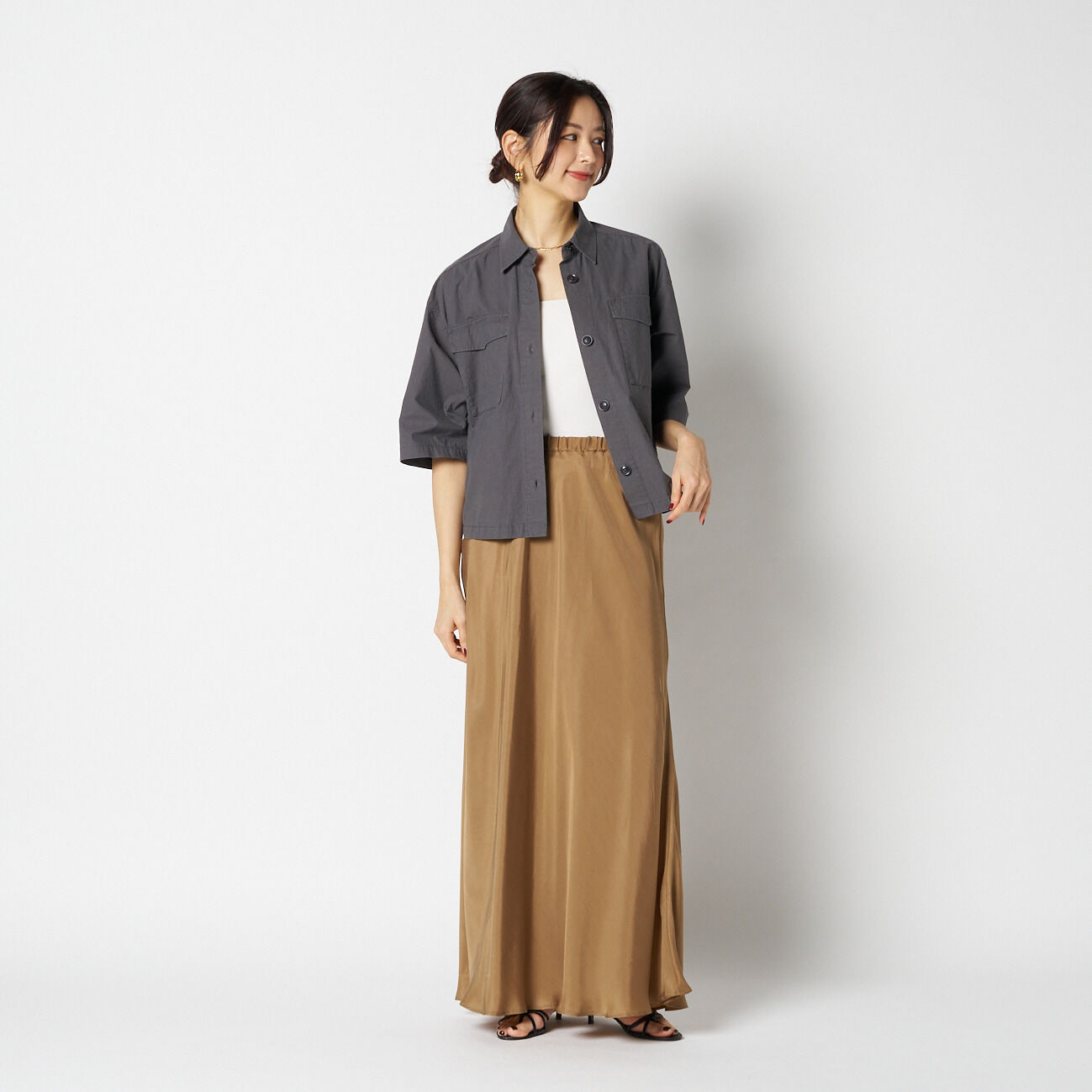 HELIOPOLE「HELIOPOLE CUPRO MAXI FLARE SKIRT」|スカート|