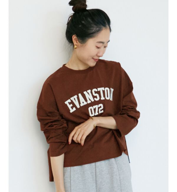  「《WEB限定アイテム》カレッジロゴオーバーロンT」|Tシャツ・カットソー|ブラウン