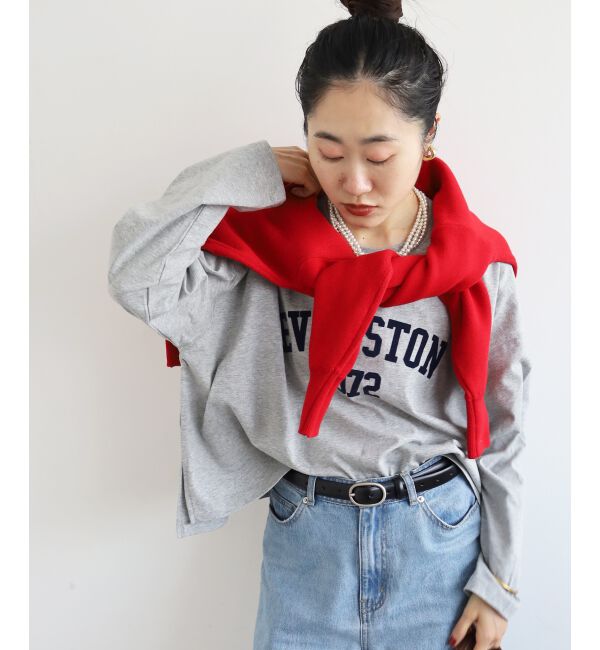  「《WEB限定アイテム》カレッジロゴオーバーロンT」|Tシャツ・カットソー|グレー