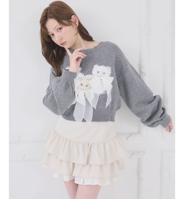  「異素材ティアードミニスカパン」|スカート|
