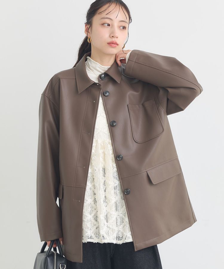 earth music&ecology「CPOシャツジャケット」|ブルゾン・スタジャン|Brown