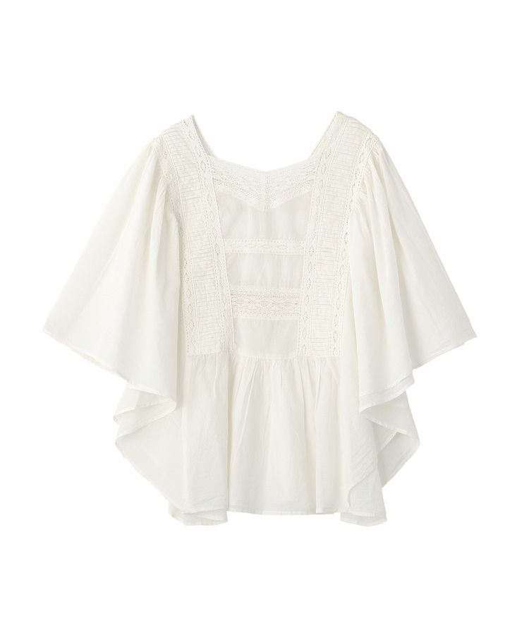 earth music&ecology「【WEB・一部店舗限定】レース&ピンタックポンチョ」|シャツ・ブラウス|