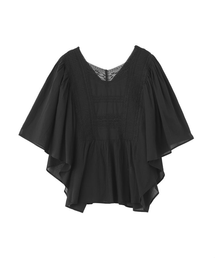 earth music&ecology「【WEB・一部店舗限定】レース&ピンタックポンチョ」|シャツ・ブラウス|