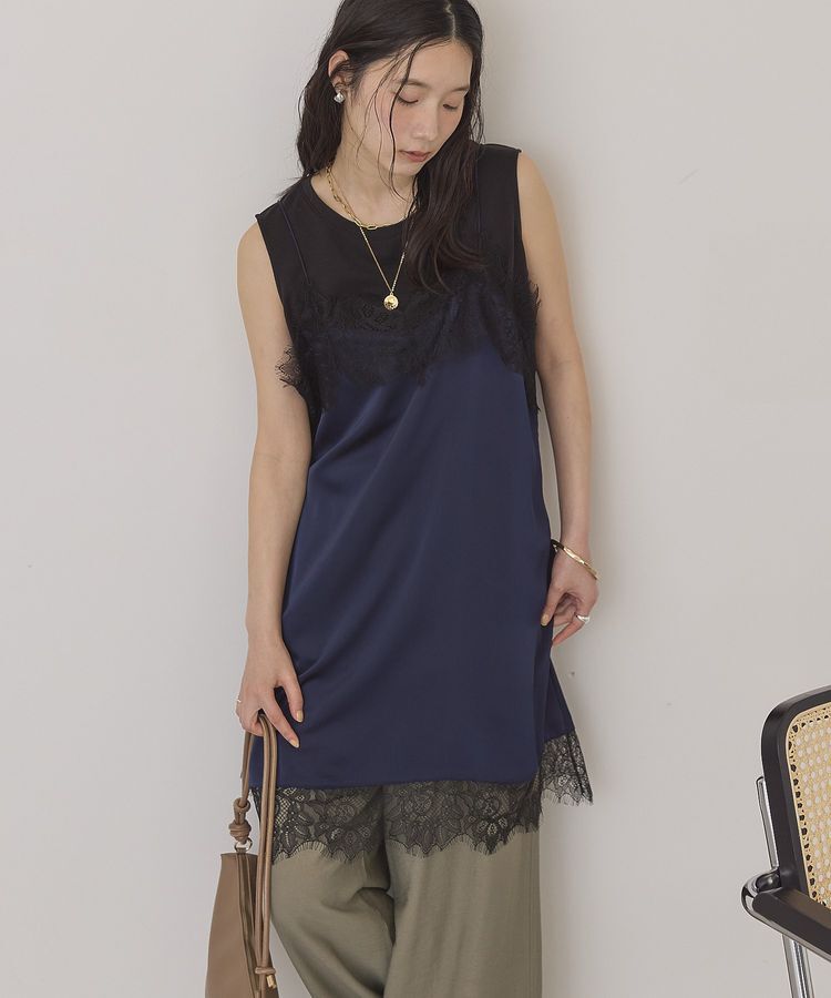 AMERICAN HOLIC「レースサテンキャミワンピース」|ワンピース|Navy