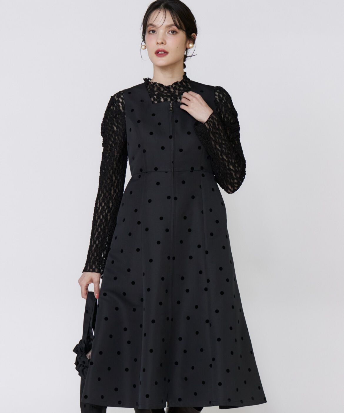 Maglie le cassetto「《M Maglie le cassetto》《WEB・POPUP限定》ドットフロッキーワンピース」|ワンピース|