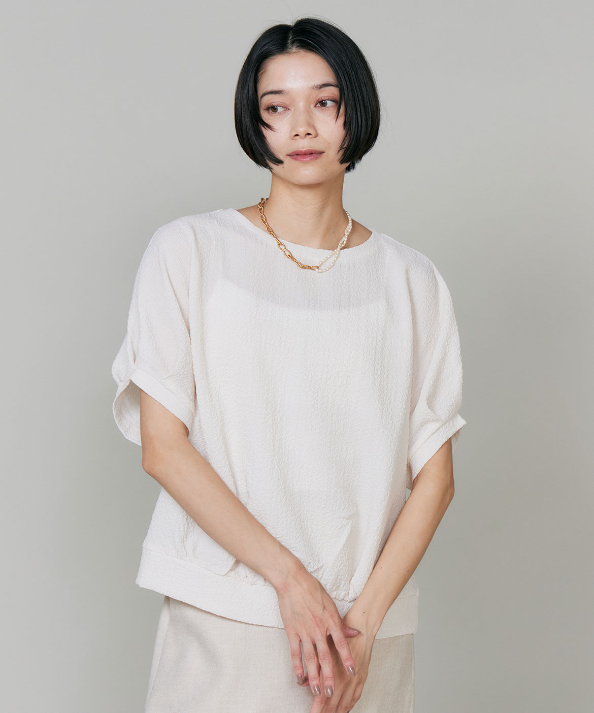 INED「裾ギャザードルマンスリーブカットソー」|Tシャツ・カットソー|