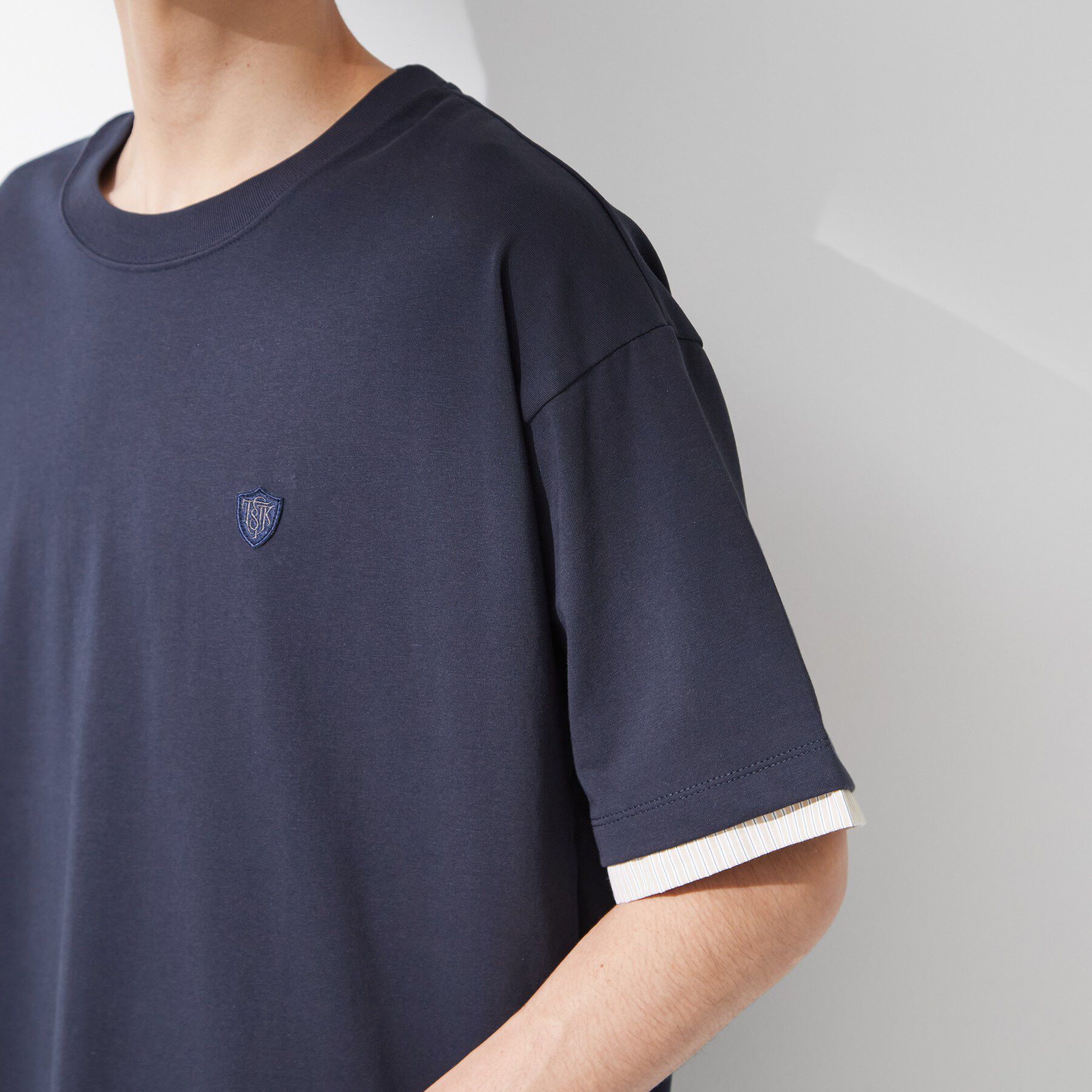 THE SHOP TK「【マシンウォッシャブル】袖レイヤード半袖Tシャツ」|Tシャツ・カットソー|