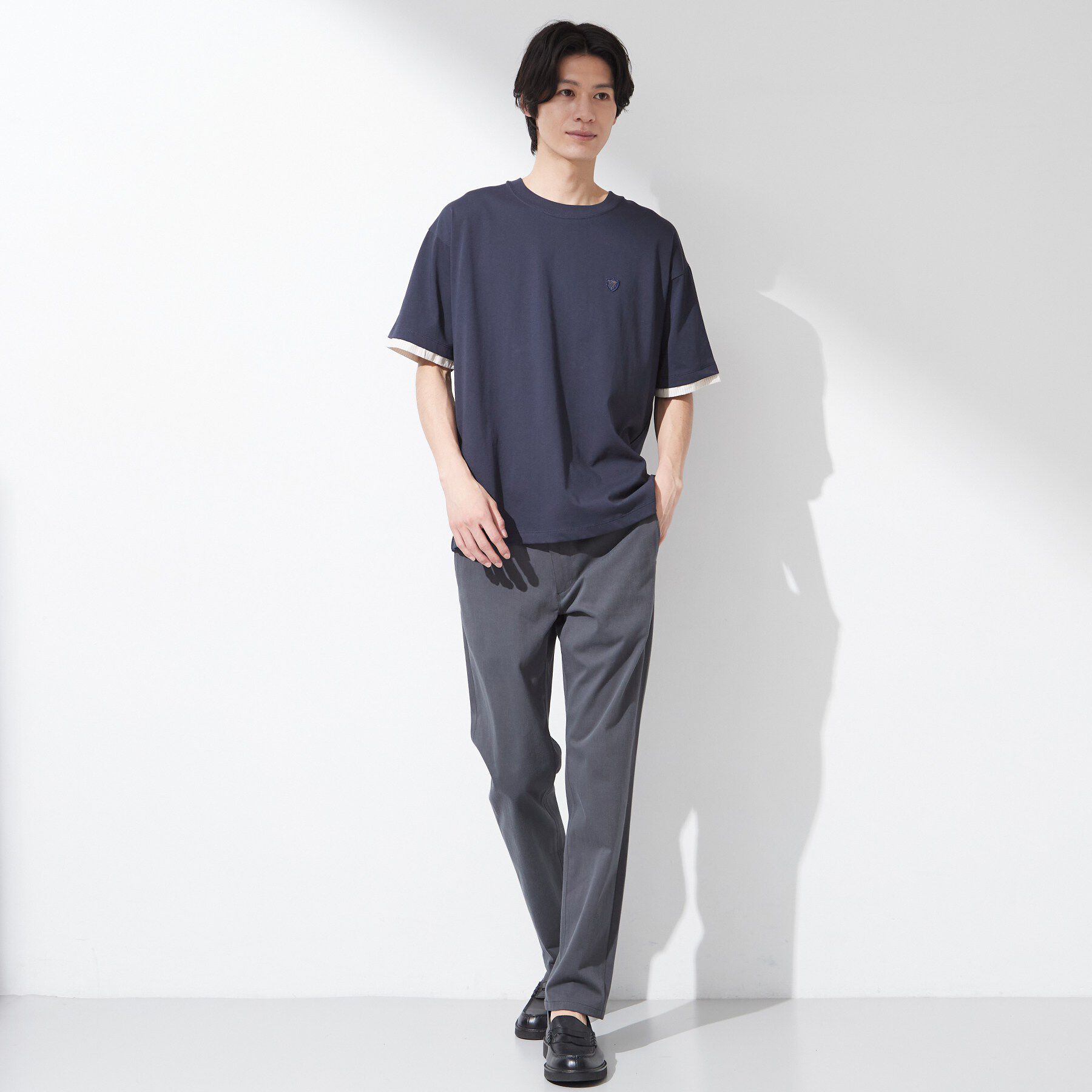 THE SHOP TK「【マシンウォッシャブル】袖レイヤード半袖Tシャツ」|Tシャツ・カットソー|