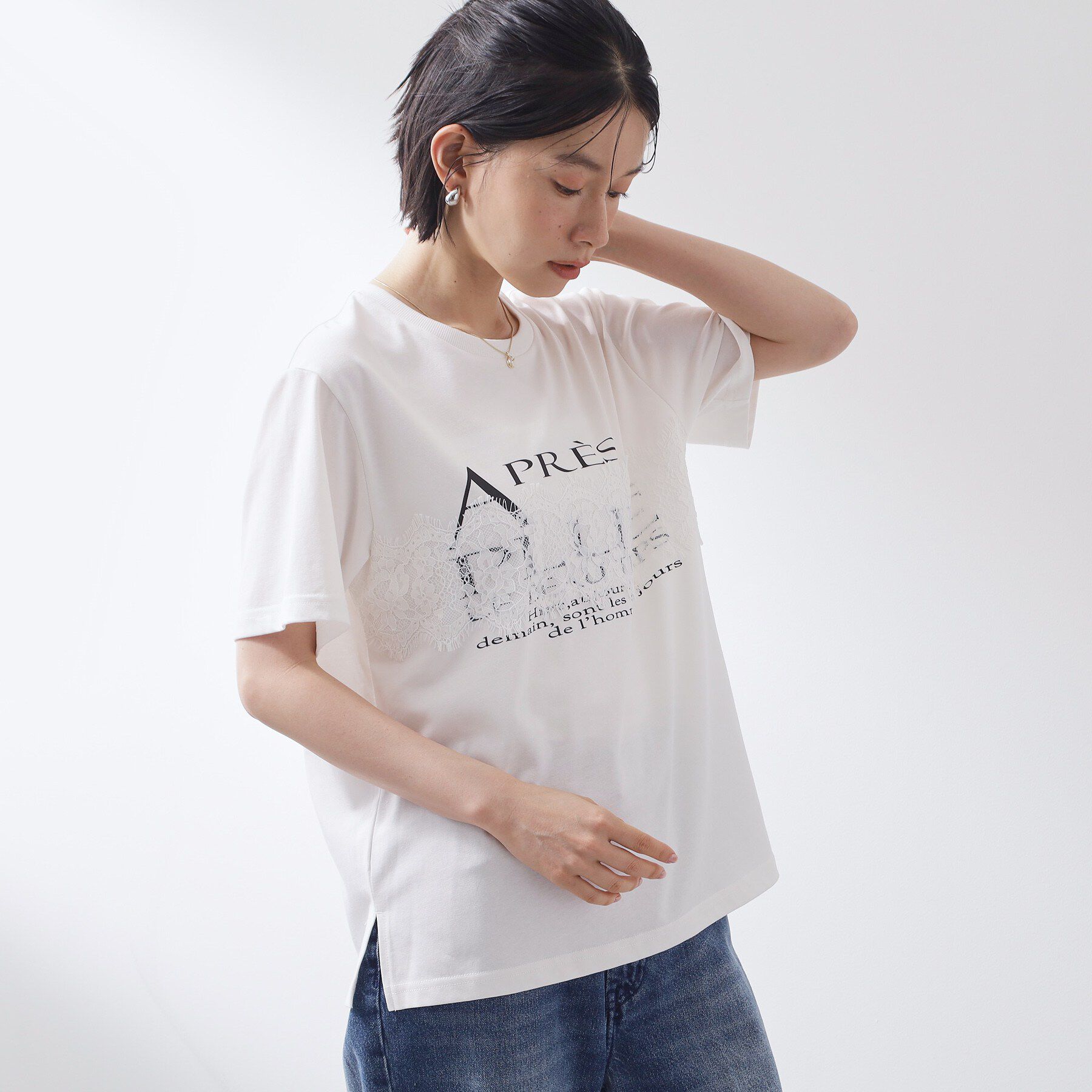 THE SHOP TK「【ひんやり/吸水速乾】ロゴレースカバーリングTシャツ」|Tシャツ・カットソー|
