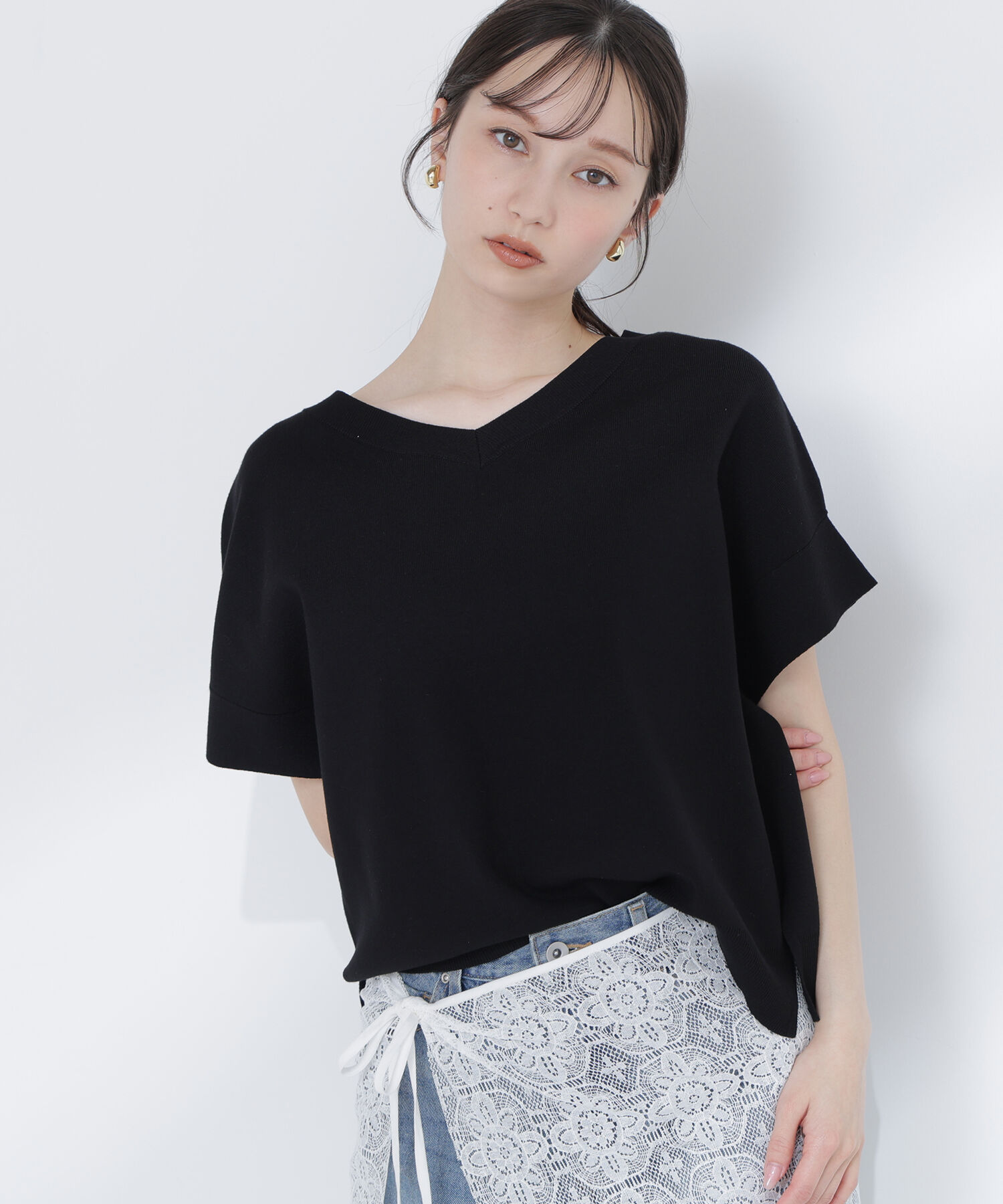  「＜sweet掲載＞総針ベーシック Vネックニット」|ニット・セーター|